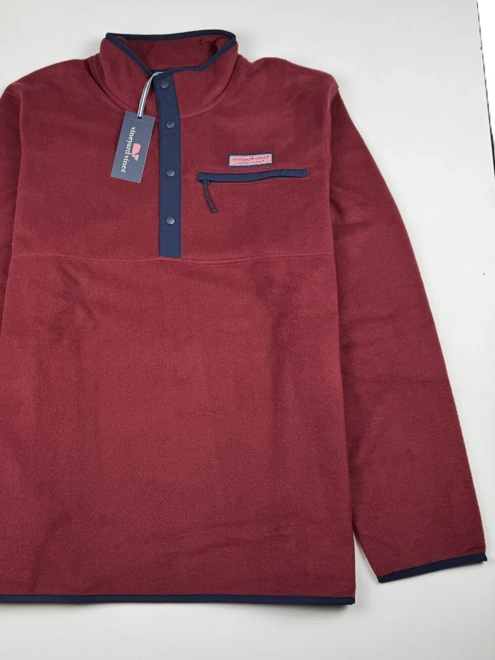 Vineyard Vines Men's XL Harbor Fleece Quarter Snap Pullover Crimson NWT